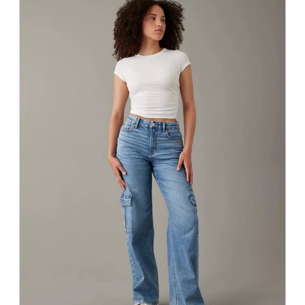 AE Curvy Super Highrise Baggy Cargo Jeans